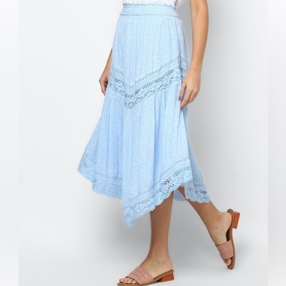 American Eagle Outfitters Dresses & Skirts - Blue Crochet Lace CottageCore handkerchief Hem Midi Maxi Skirt American Eagle